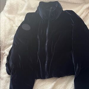 Women's Darkblue cropped Puffer Jacket